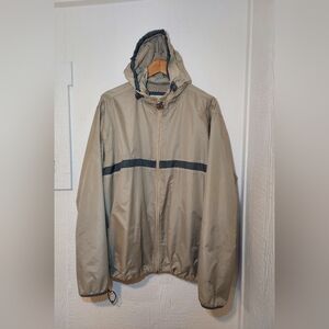 Eddie Bauer Mens Large Tall Tan Hooded Windbreaker Jacket